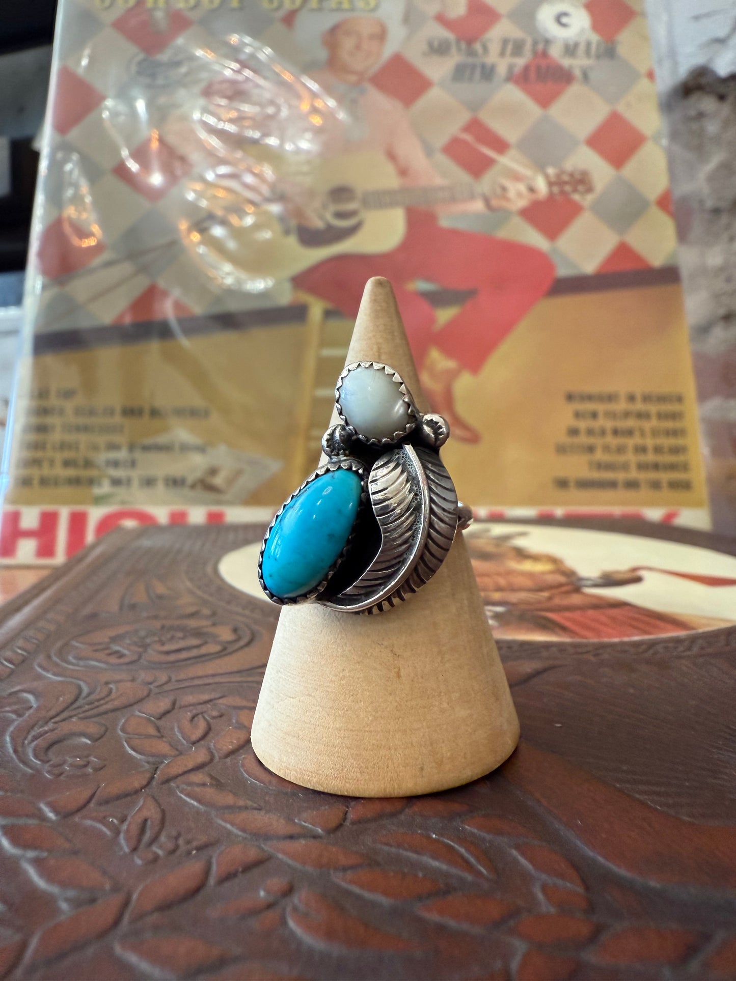Turquoise & Mother of Pearl Sterling Ring