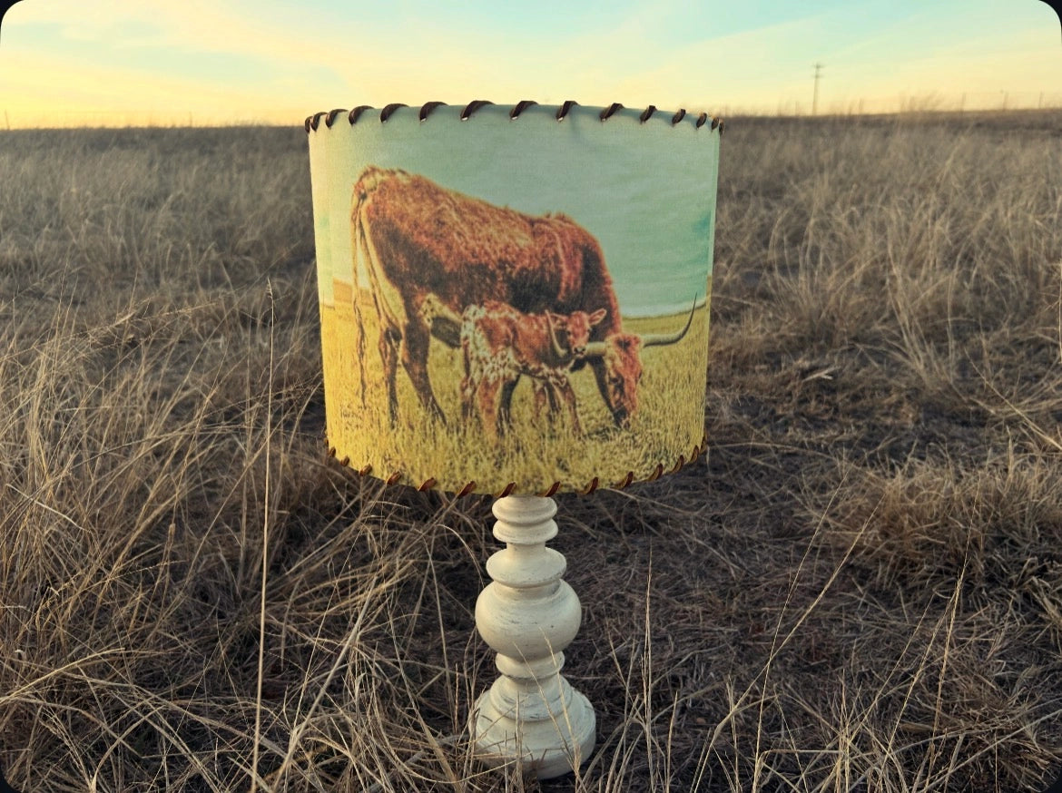 Longhorn mama and calf 8" shade