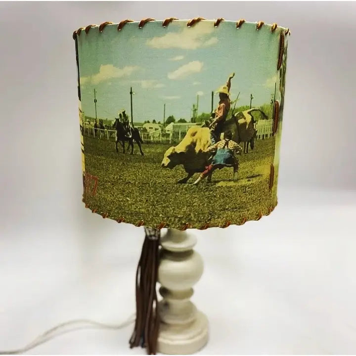 Vintage Bull Rider Lampshade 11-inch