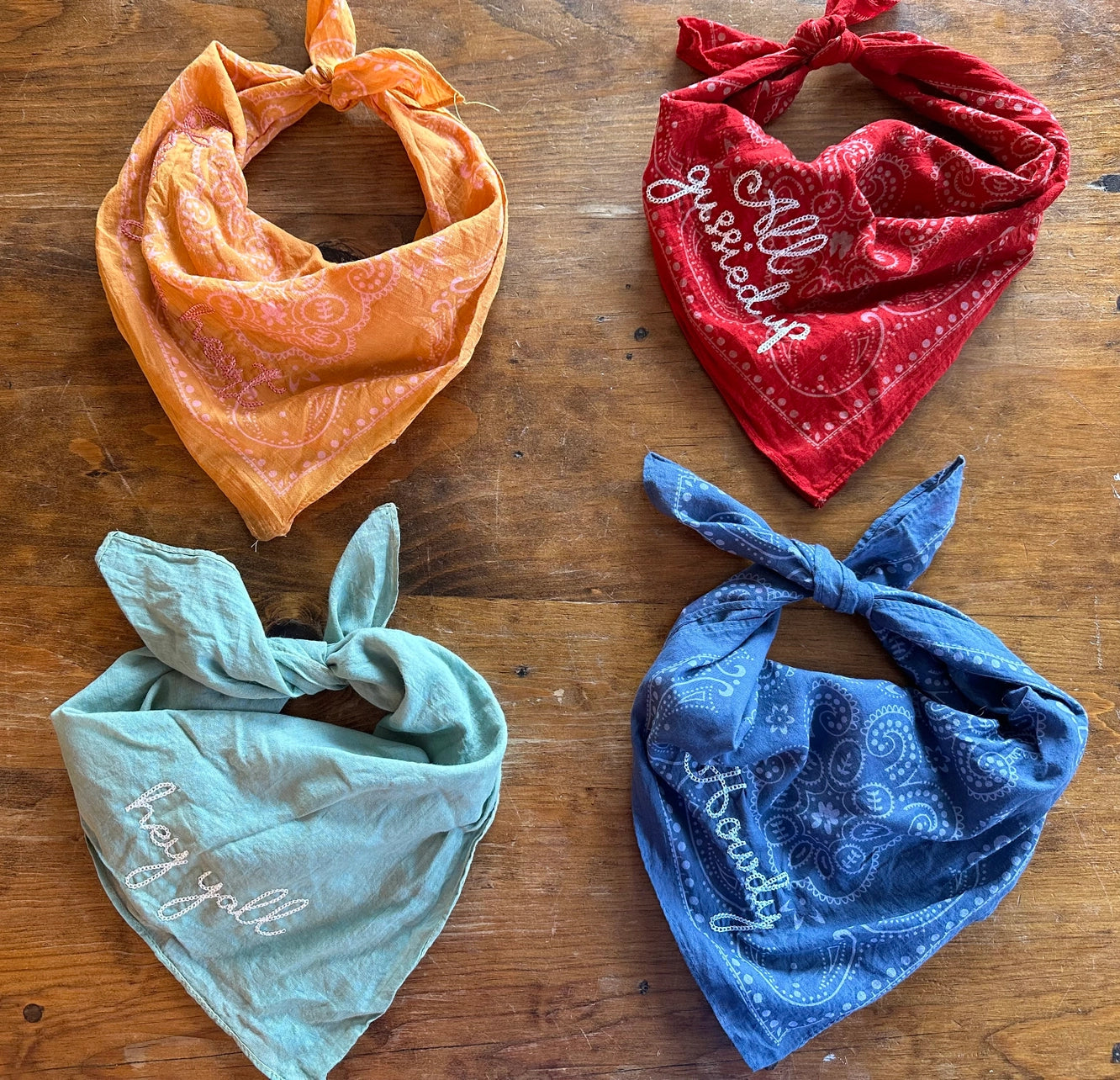 Embroidered RED Bandana , Bless Your Heart