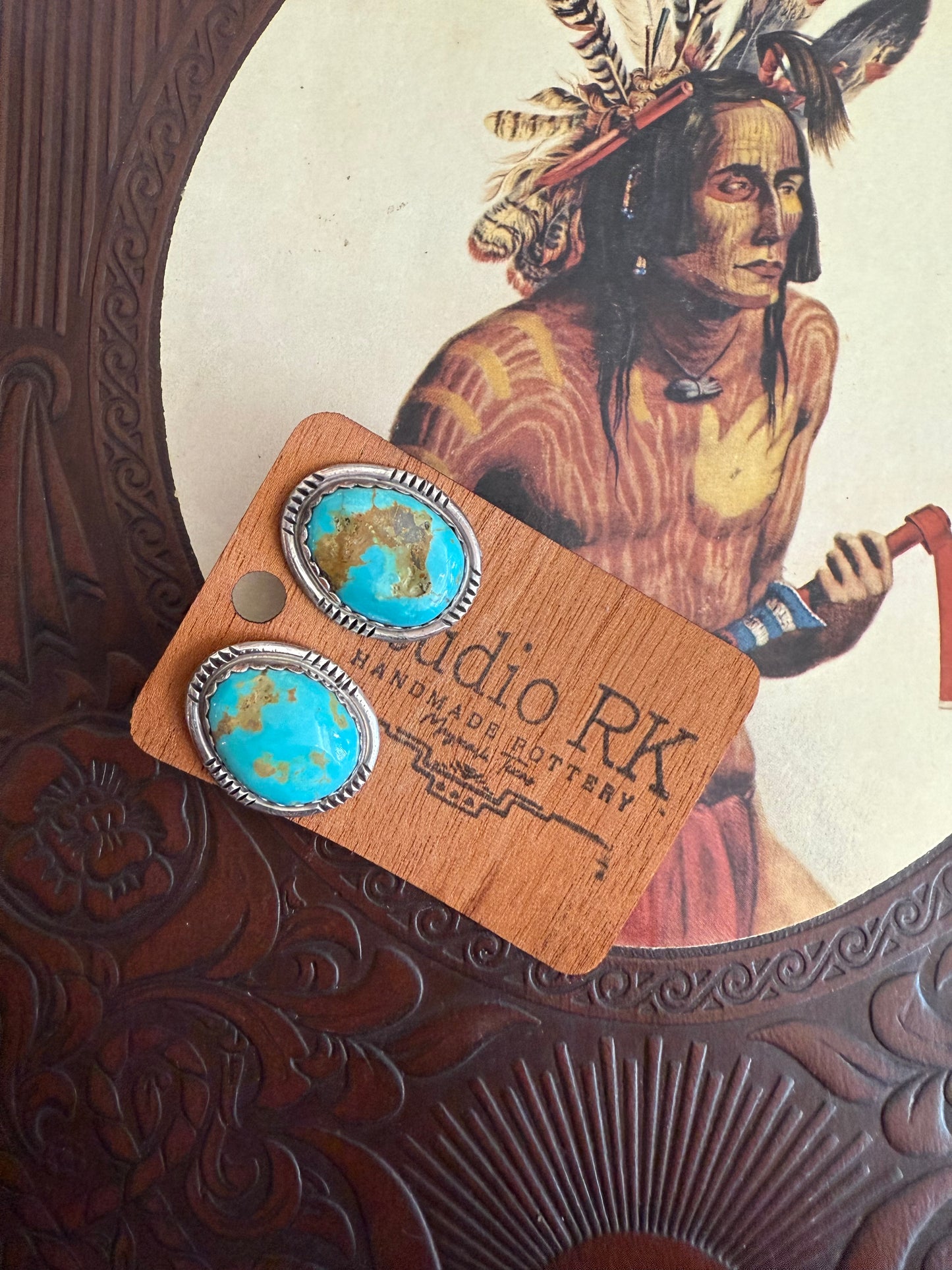 Vintage Sterling & Turquoise Stamped Studs