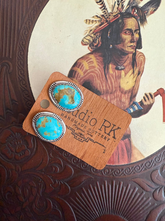 Vintage Sterling & Turquoise Stamped Studs