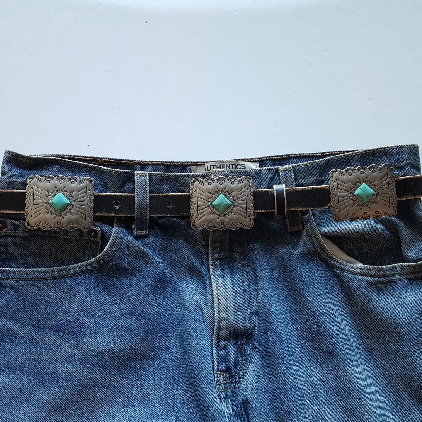 Distressed leather Concho belt