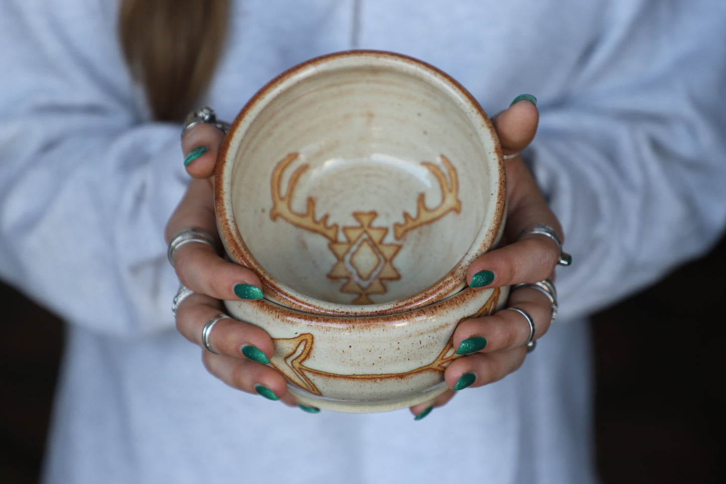 Aztec deer bowl set (2)