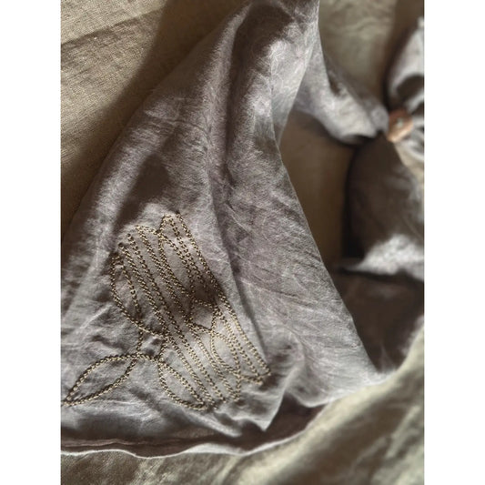 Brown Bandana with Embroidered Boot Stitching Design