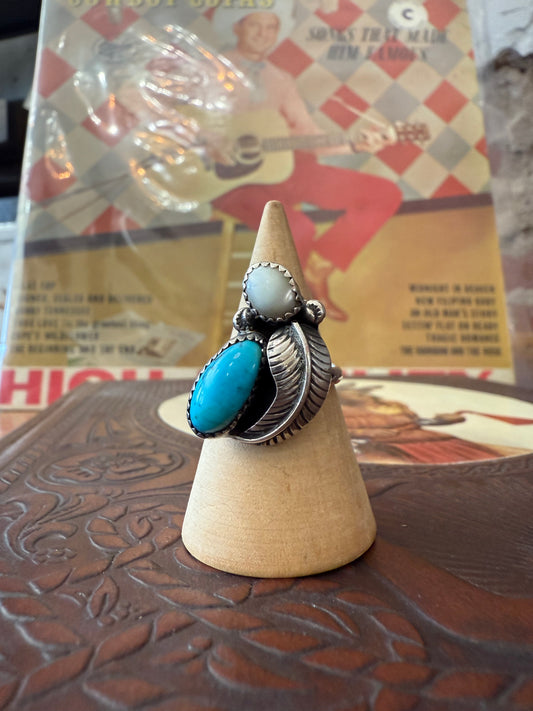 Turquoise & Mother of Pearl Sterling Ring