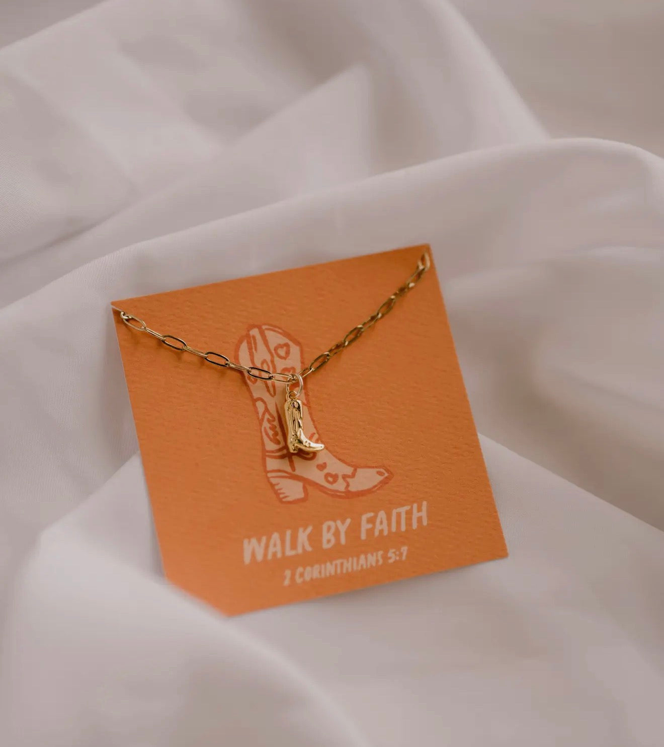 Walk by faith charm necklace
