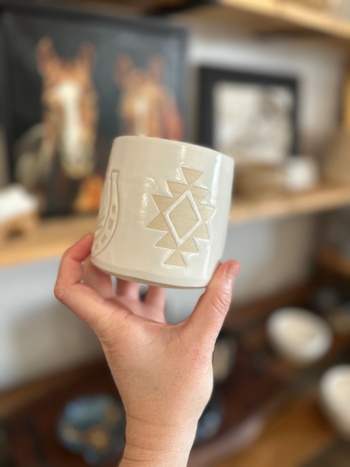 Agave white on white mug