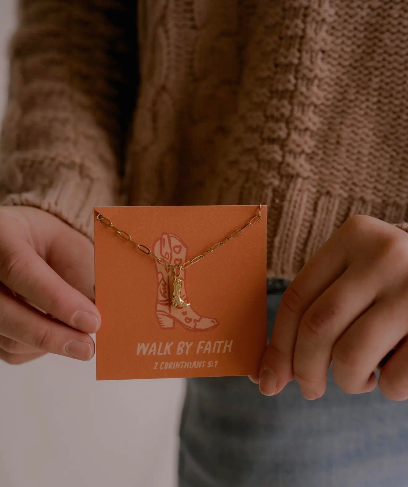 Walk by faith charm necklace