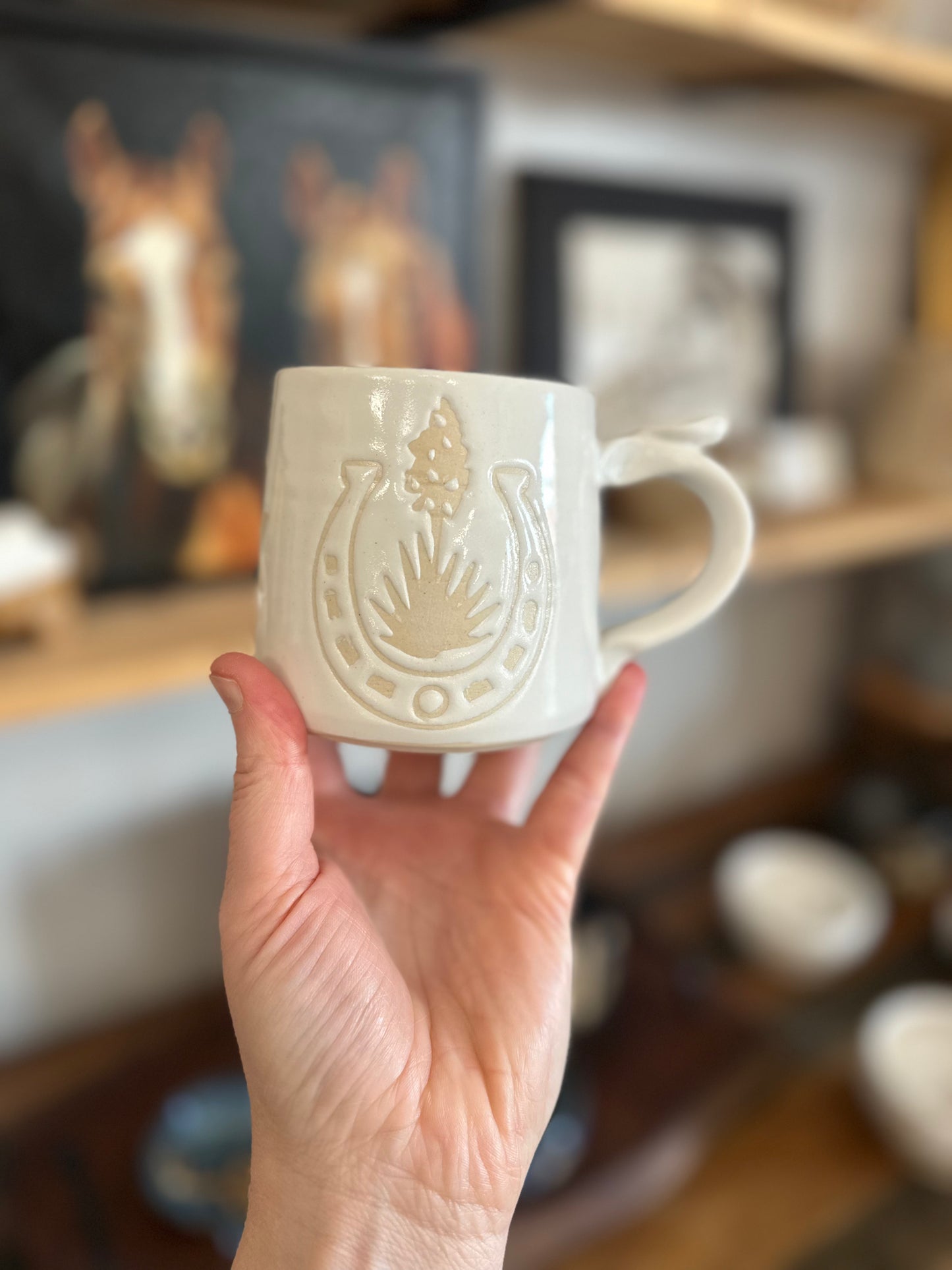 Agave white on white mug