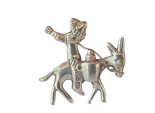 Sterling Donkey Man Turquoise Eye
