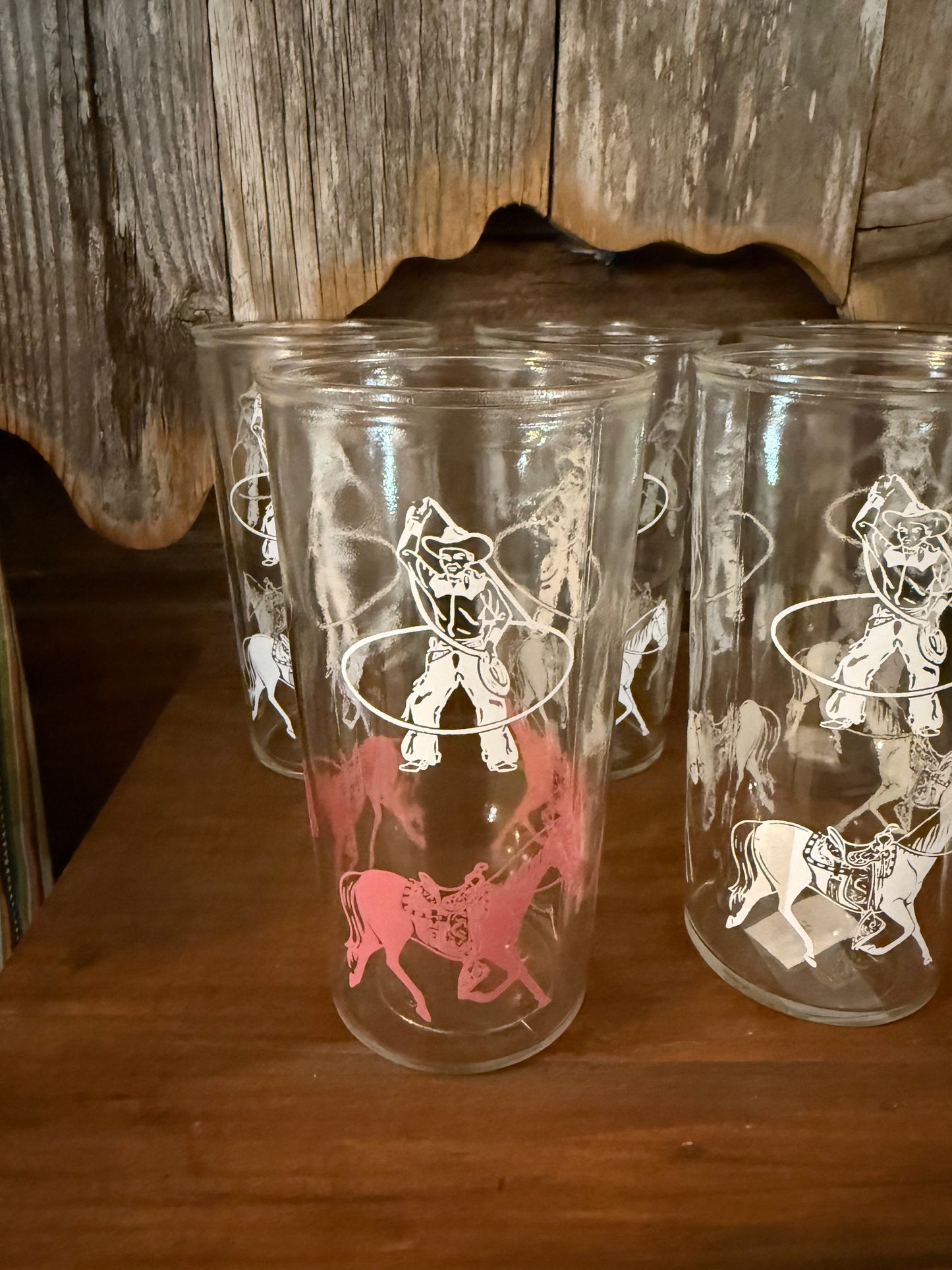 Vintage Western Glass Cup Set of 5