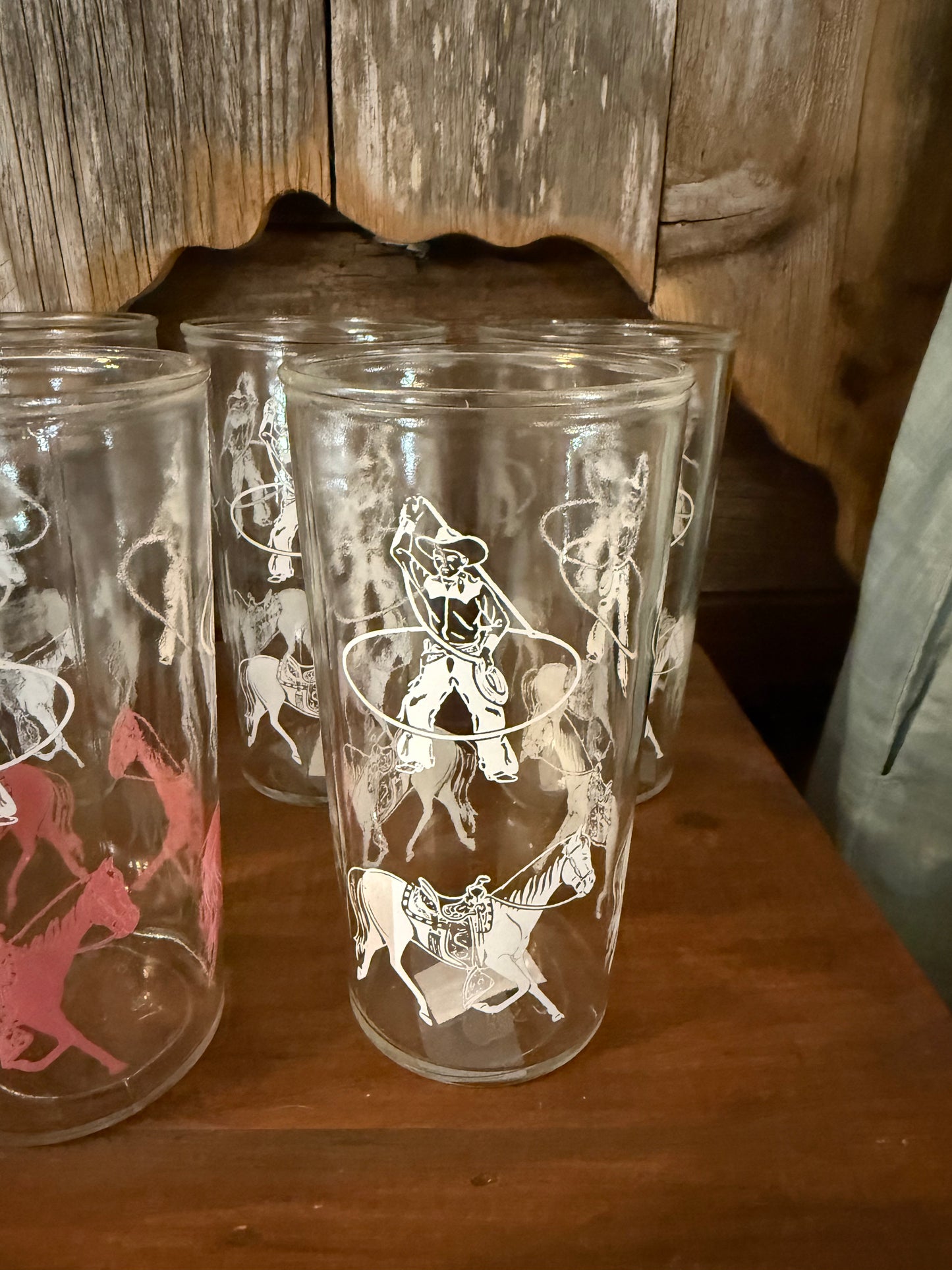 Vintage Western Glass Cup Set of 5