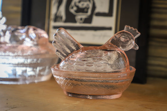 Glass Chicken Candy Dish