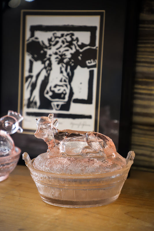 Glass Cow Candy Dish