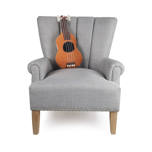 Uke W/Pom Poms & Tassels Shaped Hook Pillow