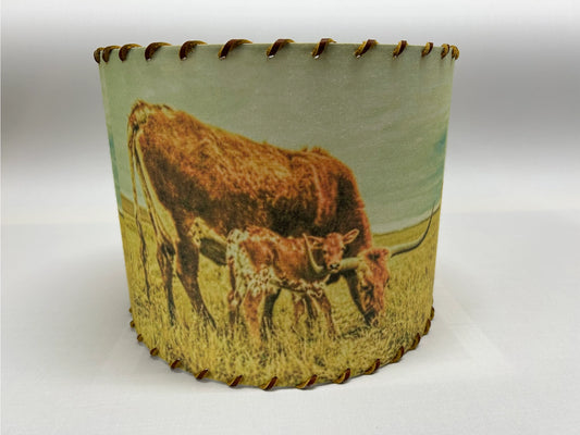 Longhorn mama and calf 8" shade