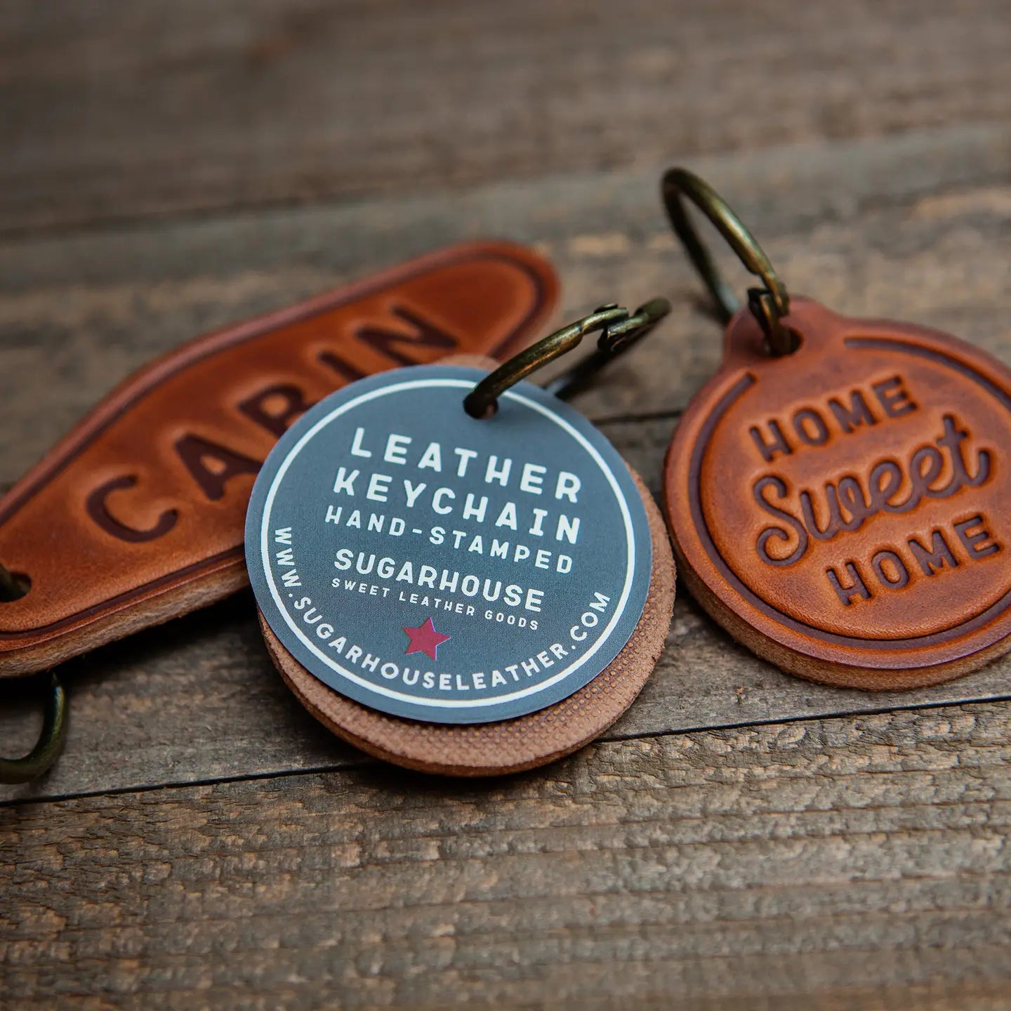 Sugarhouse leather keychains