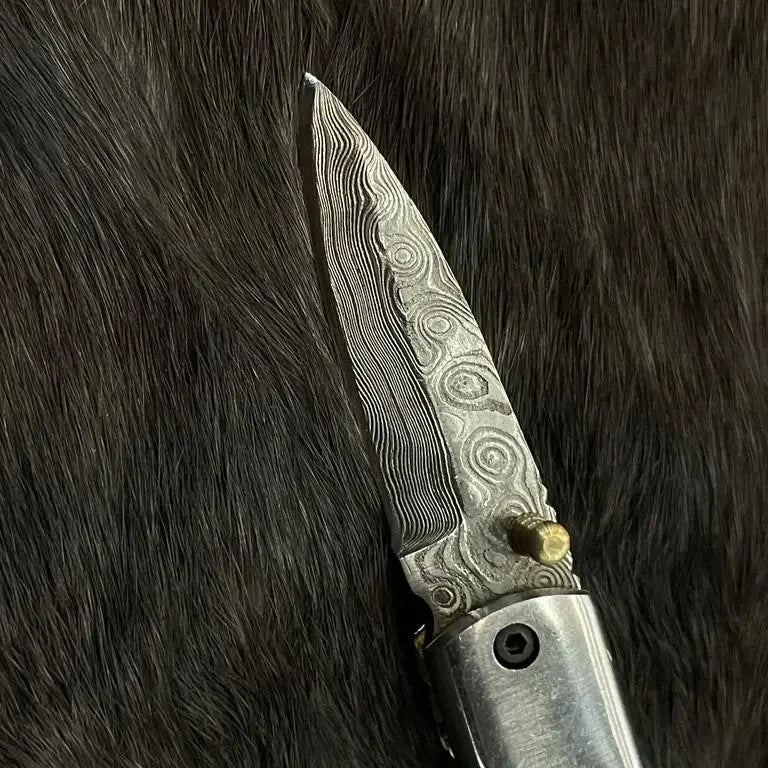 Azureglide Damascus Steel Turquoise (Resin) Pocket Knife