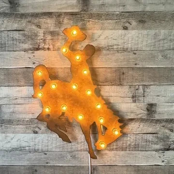 Rusted Wyoming Bronc Marquee Sign