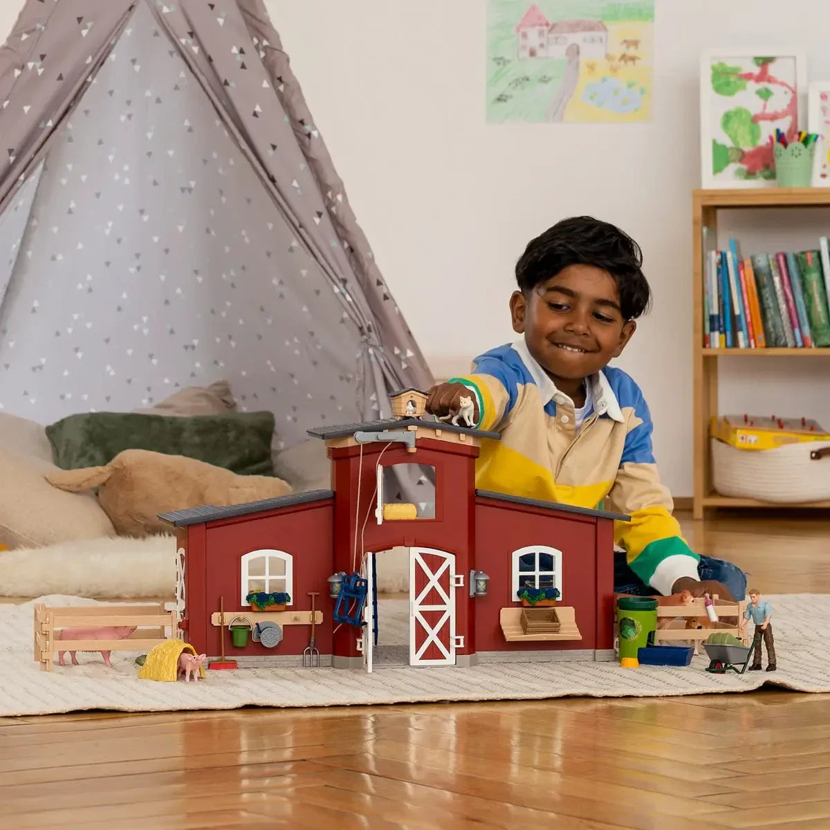Red Barn Farm Figurine Toys Play Set