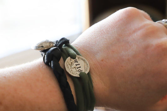 Buffalo Nickel cloth wrap bracelet
