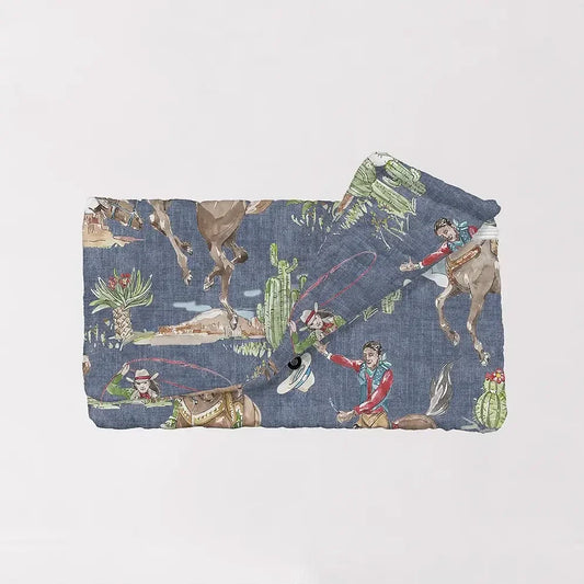 Quilted Birdie Chambray Clutch