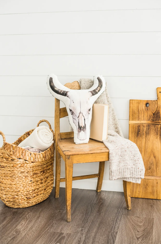 Cow Skull Velvet Pillow